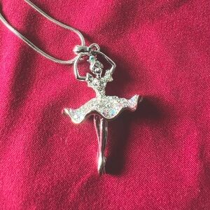Silver Ballerina Necklace with Crystals